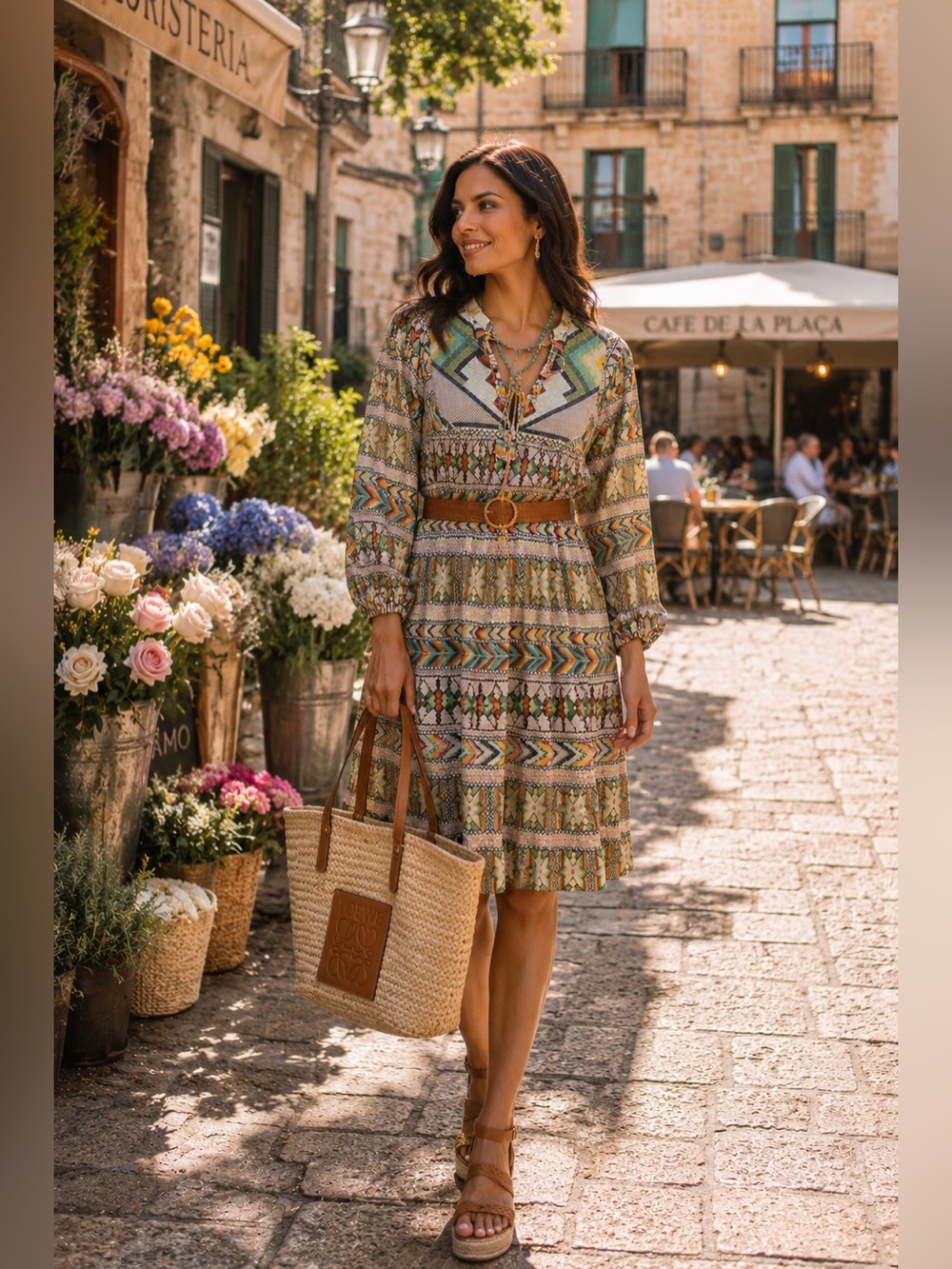 Farm Rio “Amulet” Vibrant Tribal Oversized Long Sleeve Dress - Small - Picture 4 of 8